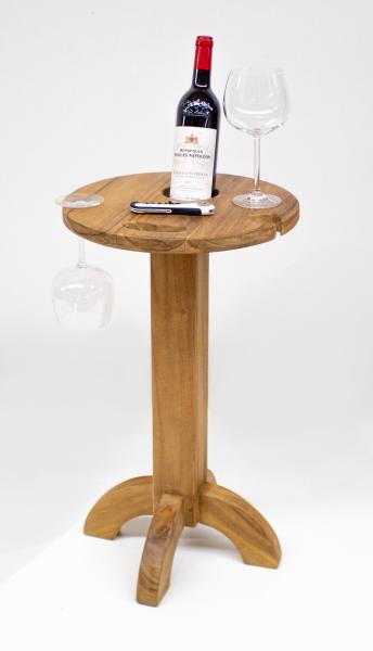 Preview: Weintisch für gemütliche Stunden 2 Glashalter und 1 Flaschenhalter Durchmesser 38cm Höhe 65 cm